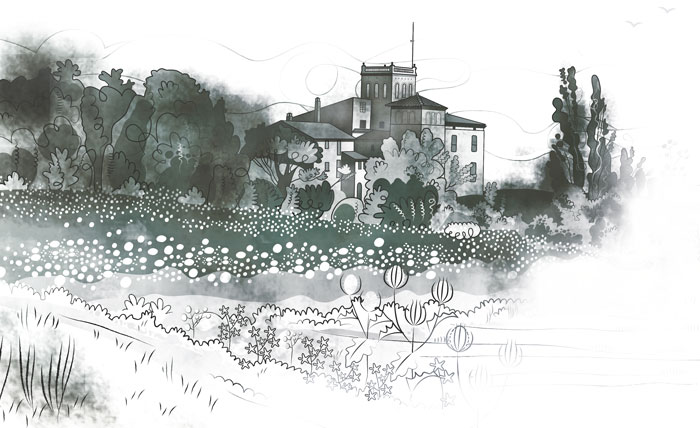 Casa El Grau, dibuix de Montse Noguera